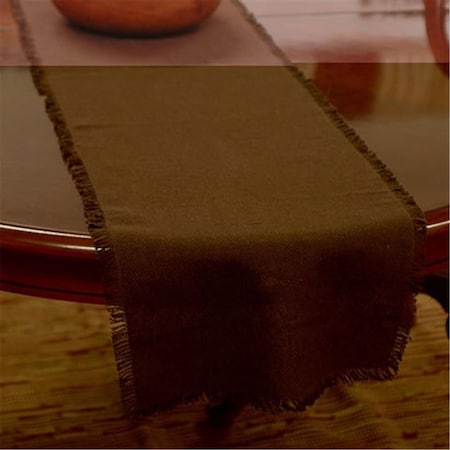 13 X 72 In. Custom Burlap Chocolate Runner Fringed